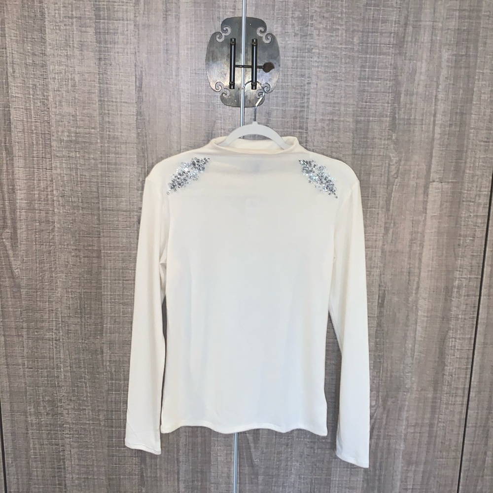 Express Rhinestone Mock Neck Top Super Soft Sweater